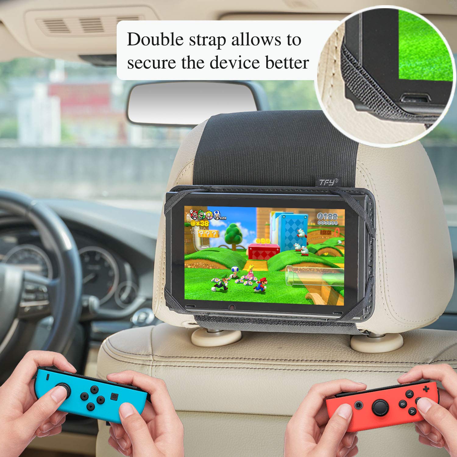 TFY Switch Car Mount Car Headrest Mount Holder Compatible with Nintendo Switch