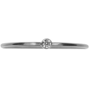 14K White Gold 2mm White CZ Stacking Ring Size 6 Rhodium Finish