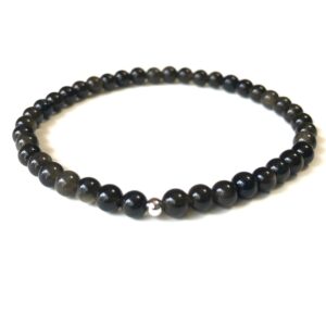 Mini Obsidian Gemstone 4mm Energy Bracelet - Yoga Intention Meditation