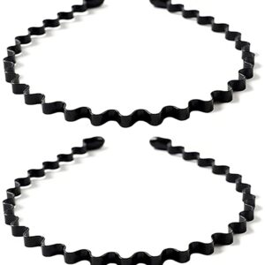 bodbop XINGZHE Hairband, Metal Unisex Wavy Hair Hoop with Teeth for Men, Women, and Boys, 2 PCS Black for Sports