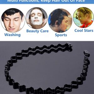 bodbop XINGZHE Hairband, Metal Unisex Wavy Hair Hoop with Teeth for Men, Women, and Boys, 2 PCS Black for Sports