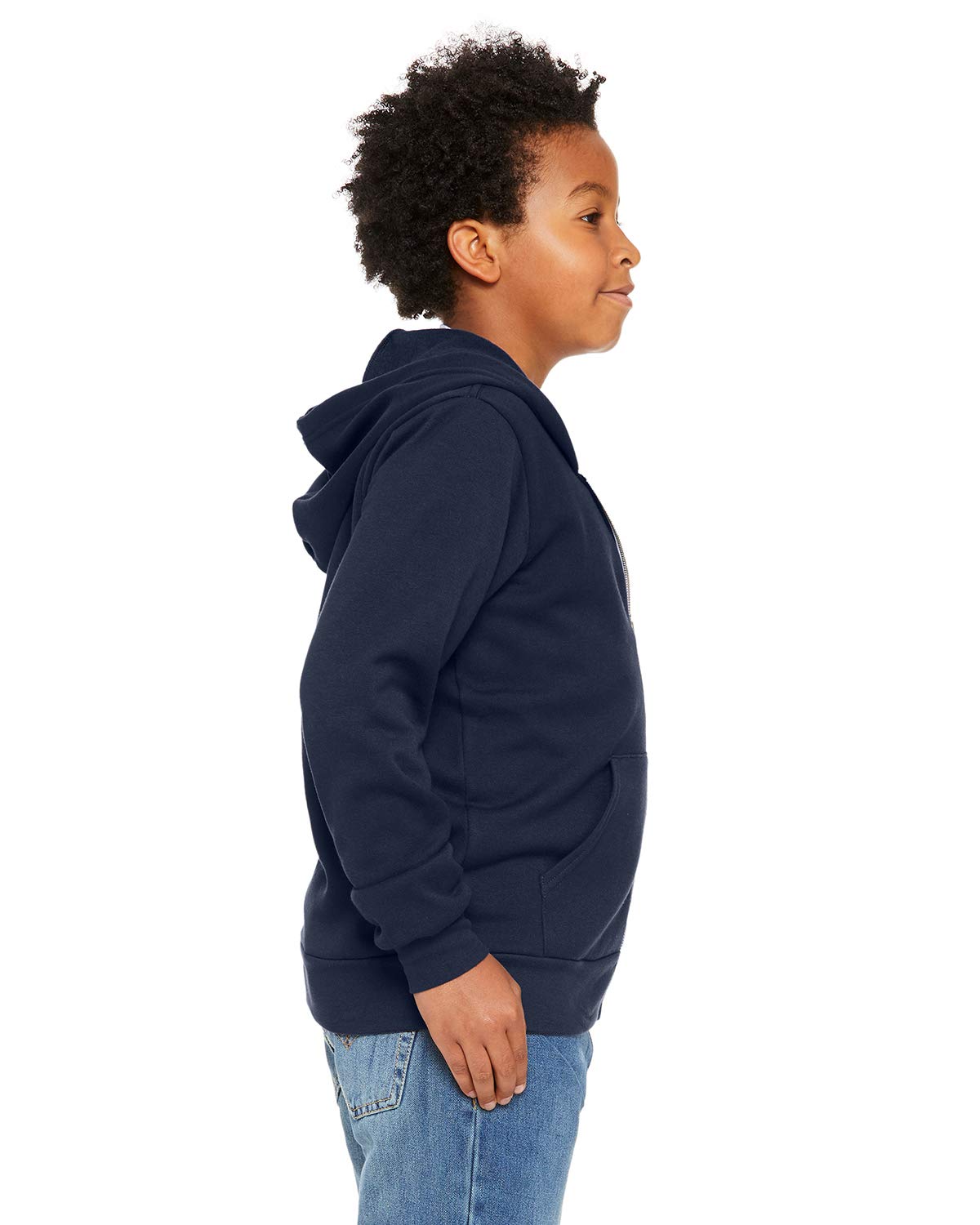 BELLA + CANVAS Youth Sponge Fleece Full-Zip Hoodie L Navy