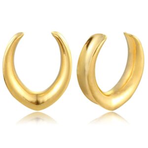 Casvort 2 PCS 8mm (0g) Hypoallergenic 316 Stainless Steel Gold Hot Minimalism Saddle Plugs Ear Gauges Tunnels Piercing Expander Stretchers Fashion Body Jewelry