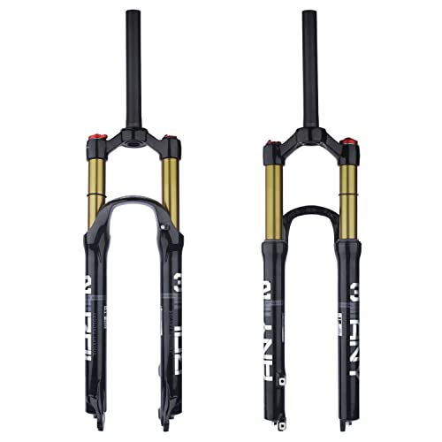 BOLANY Bike Suspension Fork MTB Bicycle Magnesium Alloy Suspension Front Fork 26/27.5/29 inch, 120mm Straight Steerer and Tapered Steerer Air Fork (26, Straight-Manual)