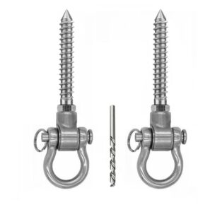 gw gwongvvei 2 pcs screws,permanent antirust 304 stainless steel bracket heavy duty 180° swing hangers, 1200lb capacity playground yoga hammock rope tire web chair sandbag punching bag swing sets