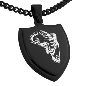 tioneer black stainless steel celestial satyr goat shield pendant necklace