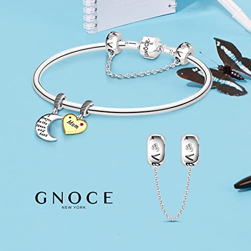 GNOCE "Love Safety Chain Charms 925 Sterling Silver Connection Chain Charms Engraved with Love Safety Chain Fit All Bracelet for Protect and Extend Your Bracelet