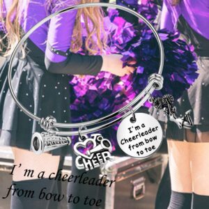 Cheer Jewelry Cheerleader Keychain I'm A Cheerleader From Bow to Toe Gifts For Cheerleader And Cheer Coaches (Cheerleader bracelet)