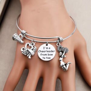 Cheer Jewelry Cheerleader Keychain I'm A Cheerleader From Bow to Toe Gifts For Cheerleader And Cheer Coaches (Cheerleader bracelet)