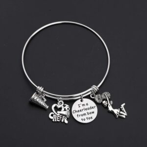 Cheer Jewelry Cheerleader Keychain I'm A Cheerleader From Bow to Toe Gifts For Cheerleader And Cheer Coaches (Cheerleader bracelet)