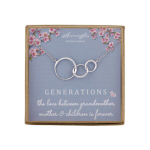 generations necklace for grandma gift - sterling silver infinity 3 circle cz necklace mom granddaughter grandson mothers day jewelry birthday gifts