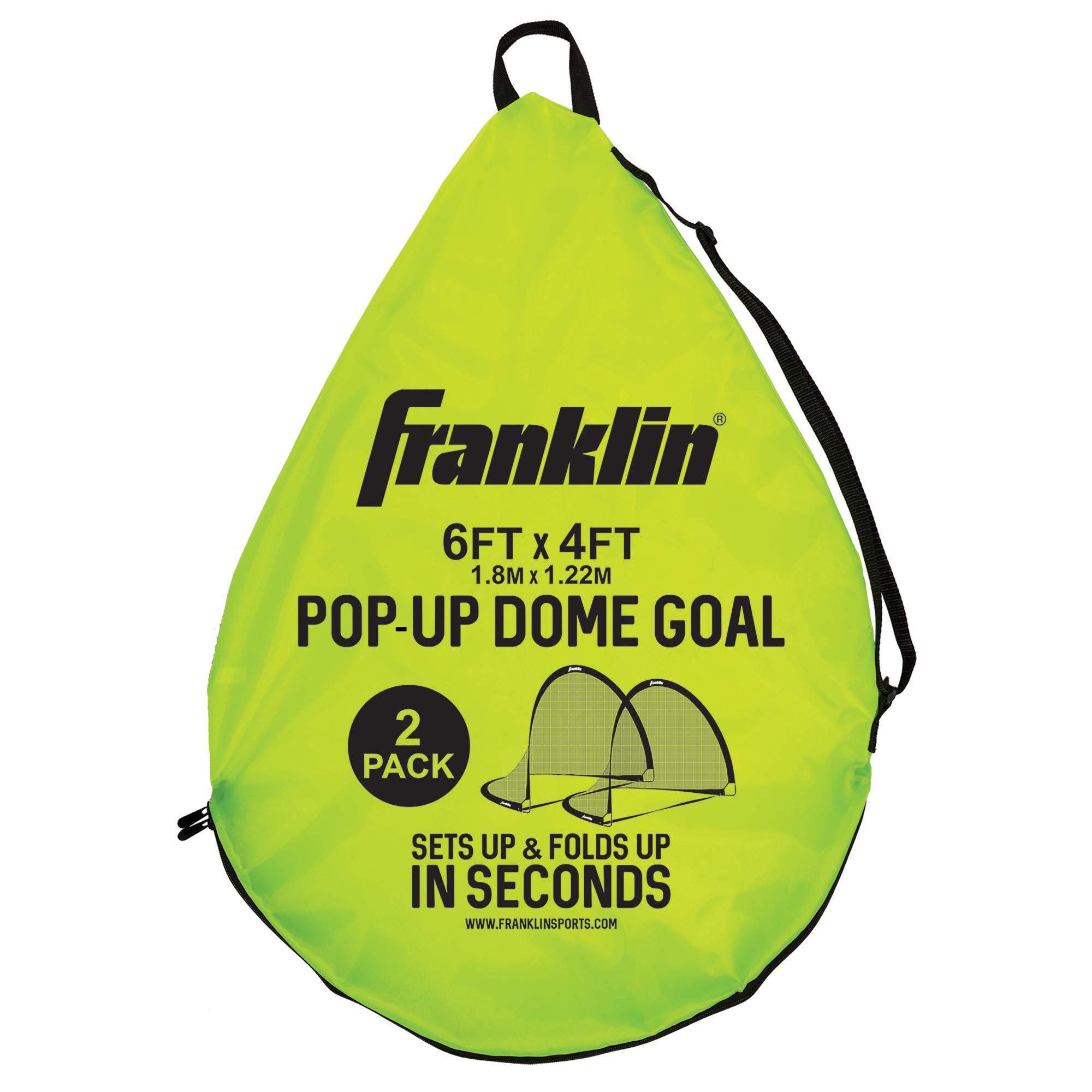 Franklin Sports Pop-Up Dome Shaped Goals - Indoor or Outdoor Soccer Goal - Goal Folds For Storage - 6' x 4' or 4' x 3' Soccer Goal, Optic Yellow