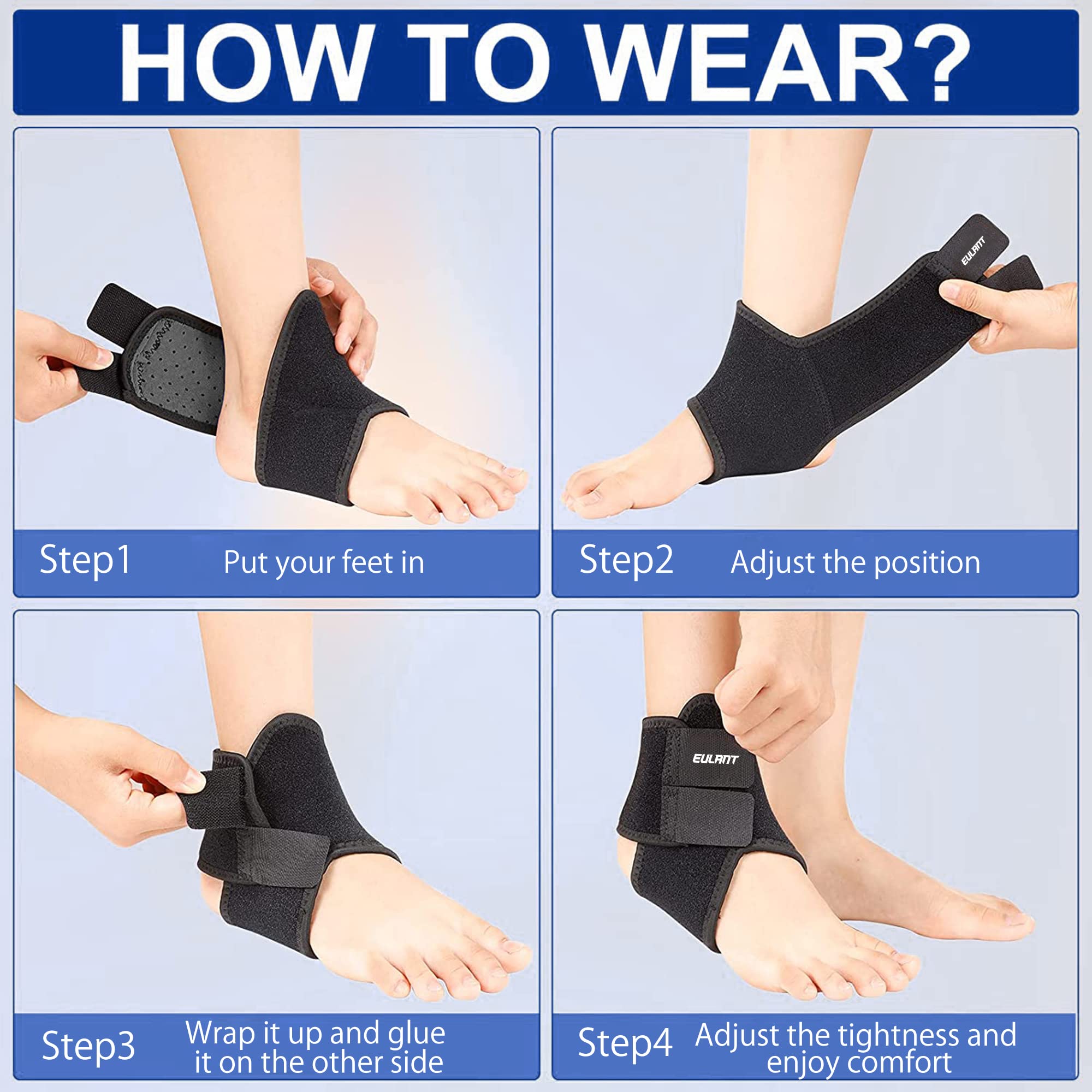 EULANT Kids Ankle Brace 1 Pair, Children Ankle Support, Ankle Compression Sleeve for Foot & Ankle Swelling, Achilles Tendon, Joint Pain, Injury Recovery, Black S