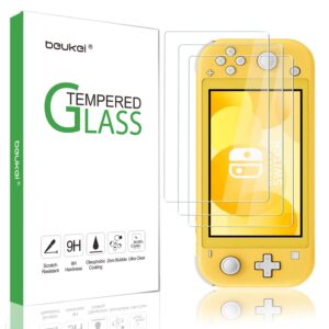 beukei (3 pack) screen protector tempered glass compatible for nintendo switch lite 2019, 9h hardness, anti scratch, bubble free