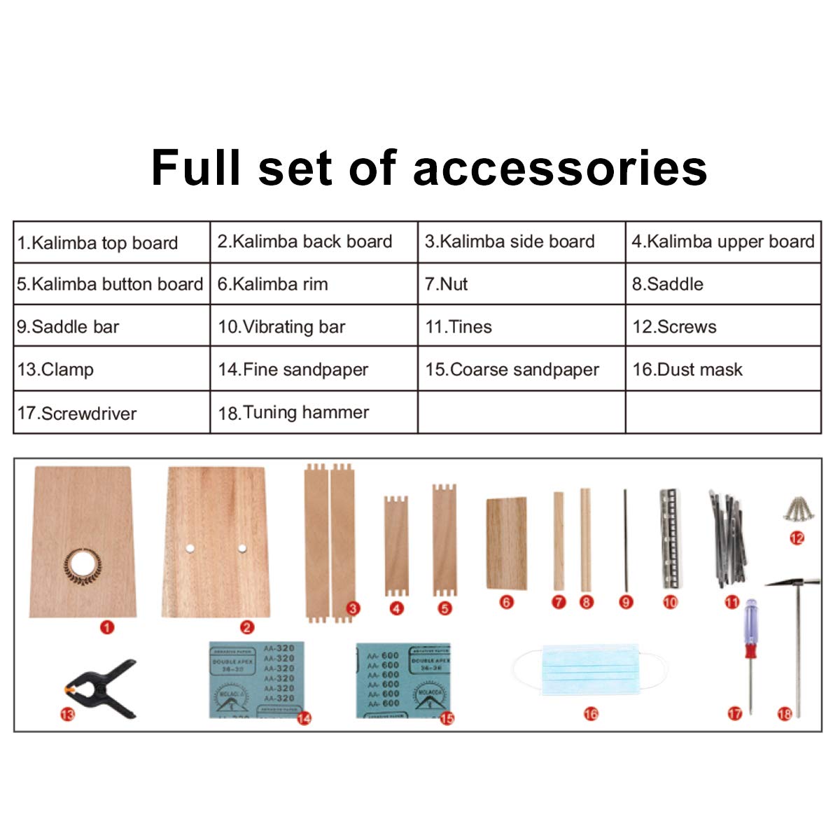 Kalimba DIY Kit 17 Key Make Your Own Kit with Manual Tools Tuner Hammer (MI2771)