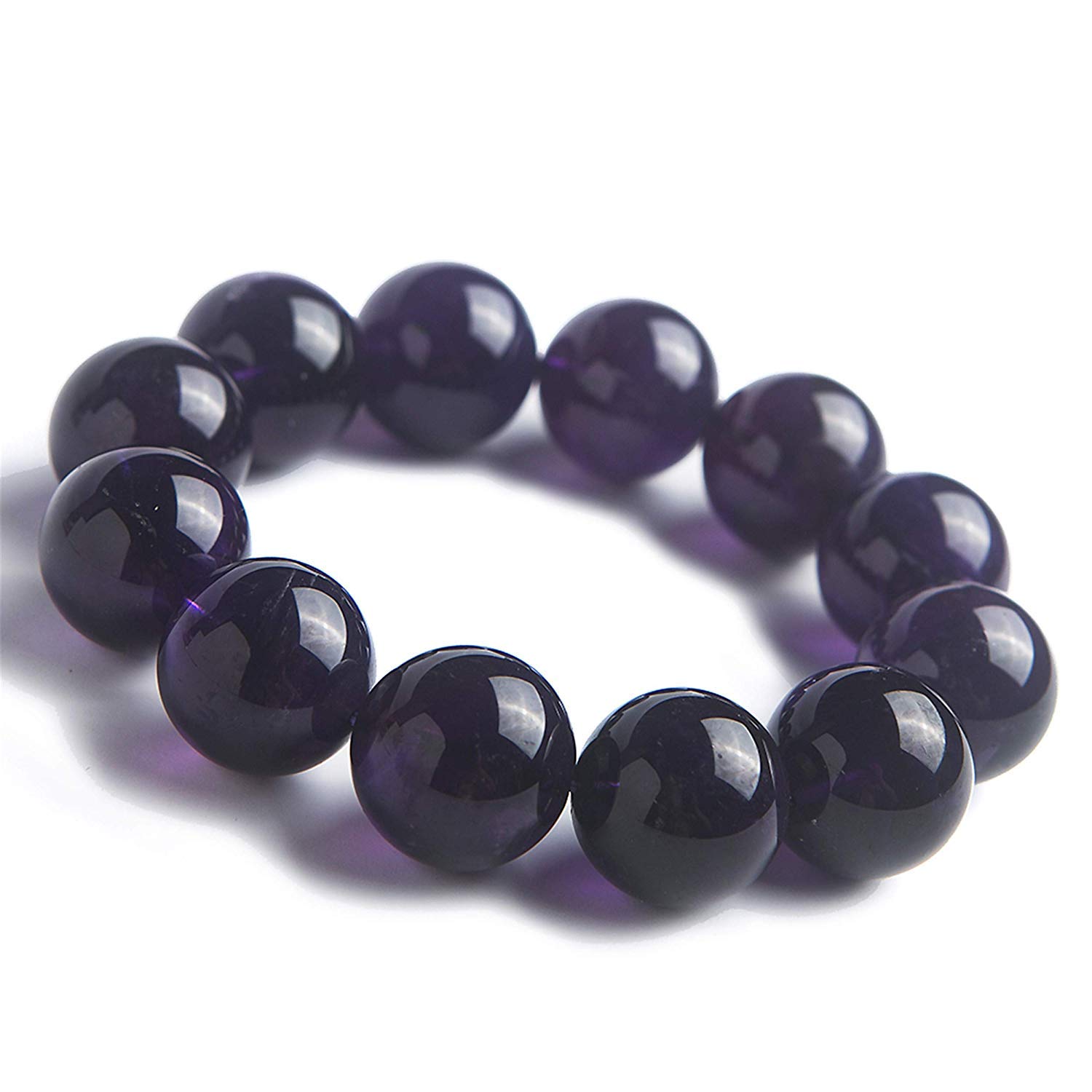 Muko Gemstone 20mm Natural Uruguay Amethyst Purple Quartz Crystal Round Beads Women Men Bracelet AAAA