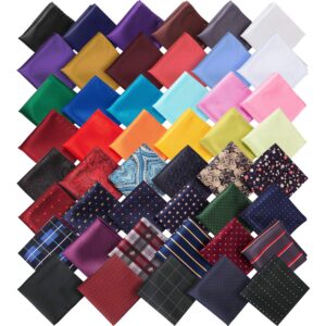 SATINIOR 47 Pieces Men Pocket Square Handkerchief Soft Colored Hankies for Party Wedding, Multicoloured, 8.3 x 8.3 inch/ 21 x 21 cm