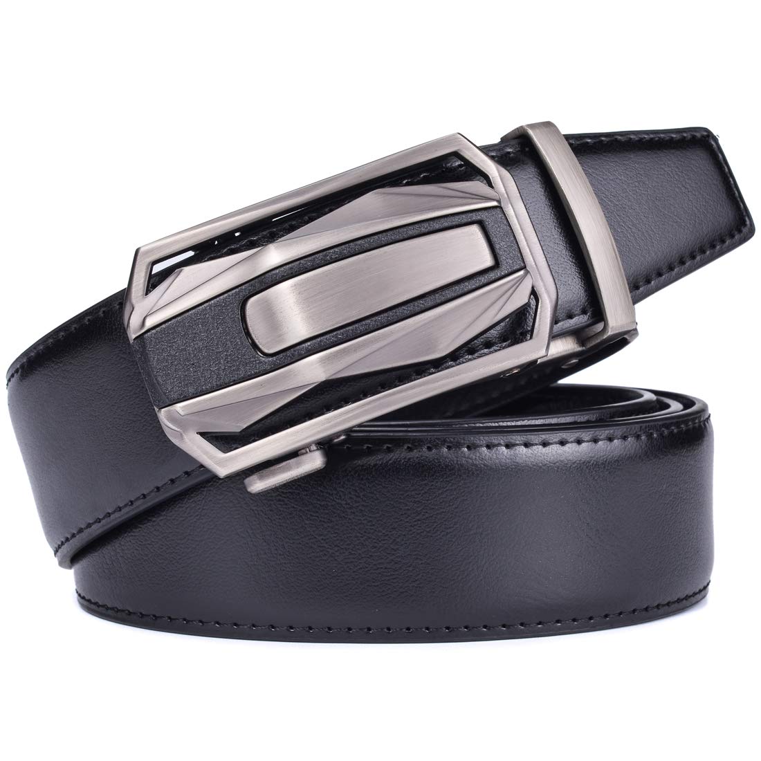 Men Belts Leather Male Slide Ratchet Work Dress Strap w Interchangeable Buckle Beltox … (Black03, 28"-38" Waist Adjustable)