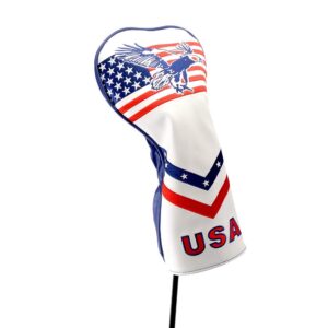 PLUSKER Golf Club Head Cover USA Flag and Eagle Pattern for Driver Patriotic Headcover