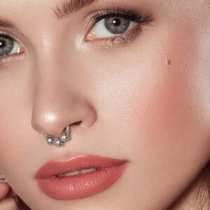 COCHARM 16g Flower Cute Daith Piercing Jewelry Surgical Steel Clear CZ Daith Earrings Hypoallergenic Septum Rings for Women