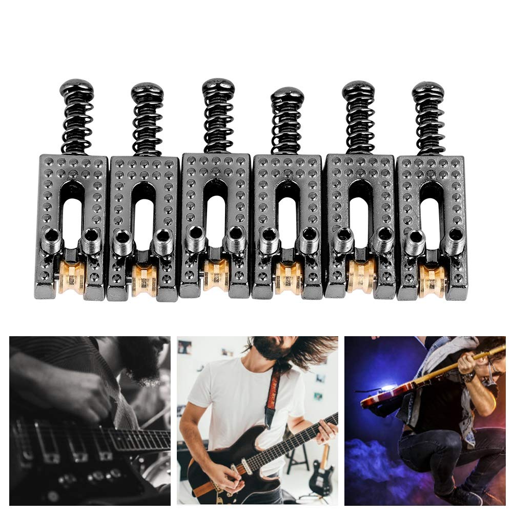 Bnineteenteam 6Pcs Electric Guitar Roller Saddles,Electric Guitar Saddles Bridge with Roller Guitar Repair Parts(Black) Performance Accessory