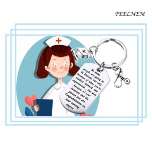 FEELMEM Nursing Degree Graduation Gift Nurse Graduation Keychain So Many People Are Going To Be Blessed Because of Your Devotion and Person You Are Nursing School Graduation Keyring (silver)