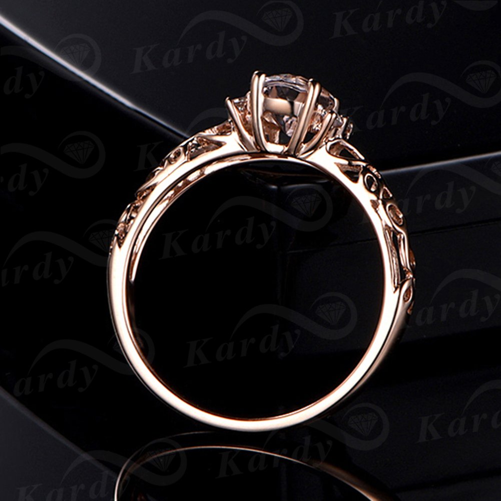 Kardy Unique Fashion Genuine Morganite Gemstone Solid 14K Rose Gold Diamond Engagement Wedding Engagement Ring Set for Women