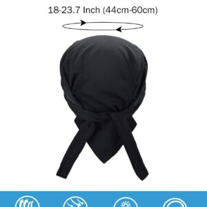 Black Doo Rags Sweat Wicking Beanie Cooling Helmet Liner Large Do Rags Skull Caps Head Wraps Dew Rags Hat for Men and Women (Black Pack)