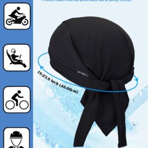 Black Doo Rags Sweat Wicking Beanie Cooling Helmet Liner Large Do Rags Skull Caps Head Wraps Dew Rags Hat for Men and Women (Black Pack)