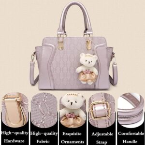 FiveloveTwo Women Ladies 4Pcs Handbag Set Tote Satchel Shoulder Bag PU Top Handle Bag Purse Clutch Card Holder