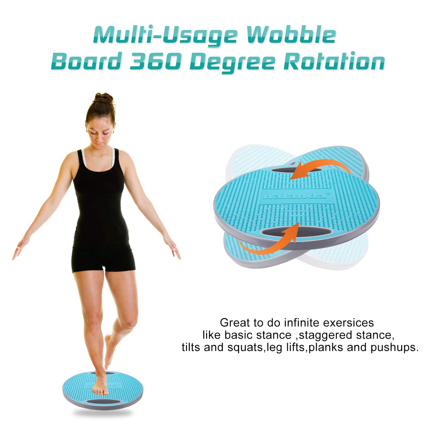 NALANDA Wobble Balance Board, Core Trainer for Balance Training and Exercising, Healthy Material Non-Skid TPE Bump Surface, Stability Board for Kids and Adults