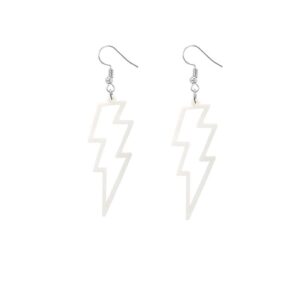 ruizhen bright 3 colors acrylic exaggerated lightning bolt dangle earrings women party earrings halloween costume accessories jewelry (white)