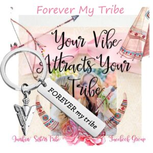 FOTAP Tribe Gifts Forever My Tribe Keychain Best Friend Sister Wedding Gift Bride Tribe Jewelry Gifts for Her (My Tribe Keychain)