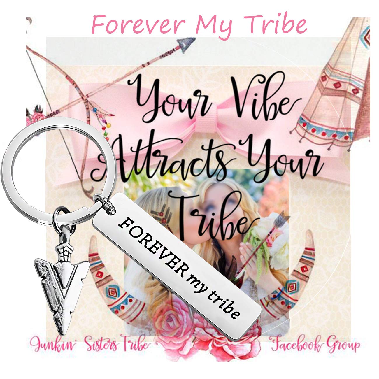 FOTAP Tribe Gifts Forever My Tribe Keychain Best Friend Sister Wedding Gift Bride Tribe Jewelry Gifts for Her (My Tribe Keychain)