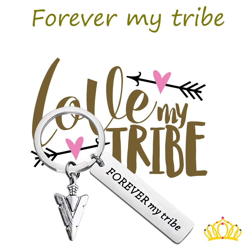 FOTAP Tribe Gifts Forever My Tribe Keychain Best Friend Sister Wedding Gift Bride Tribe Jewelry Gifts for Her (My Tribe Keychain)