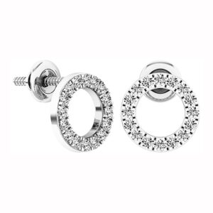 Dazzlingrock Collection Round White Diamond Open Circle Stud Earrings for Women (0.33 ctw, Color I-J, Clarity I2-I3) in 925 Sterling Silver in Screw Back