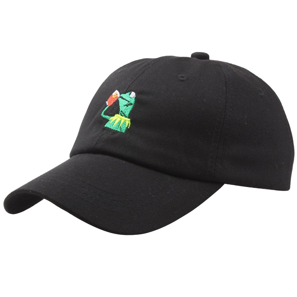 The Frog Dad Hat Baseball Cap Sipping Sips Drinking Tea Champion Adjustable Snapback Hip Hop Cotton Baseball Cap Black