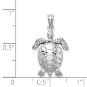 Lex & Lu 14k White Gold 3D Moveable Sea Turtle Charm