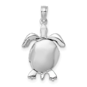 Lex & Lu 14k White Gold 3D Moveable Sea Turtle Charm