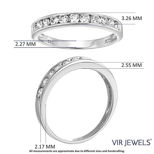 Vir Jewels 3/4 carat (ctw) Diamond Wedding Anniversary Band for Women, Half Eternity Round Diamond Engagement Ring 14K White Gold Channel Set 0.75 cttw, Size 5.5