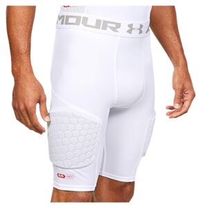 under armour gameday armour 3-pad short bball-wht,lg