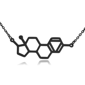 clayton jewelry labs - estrogen molecule stainless steel necklace (black)