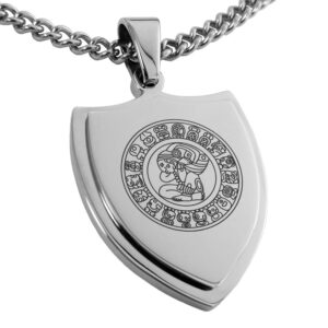 tioneer stainless steel mayan calendar rune shield pendant necklace