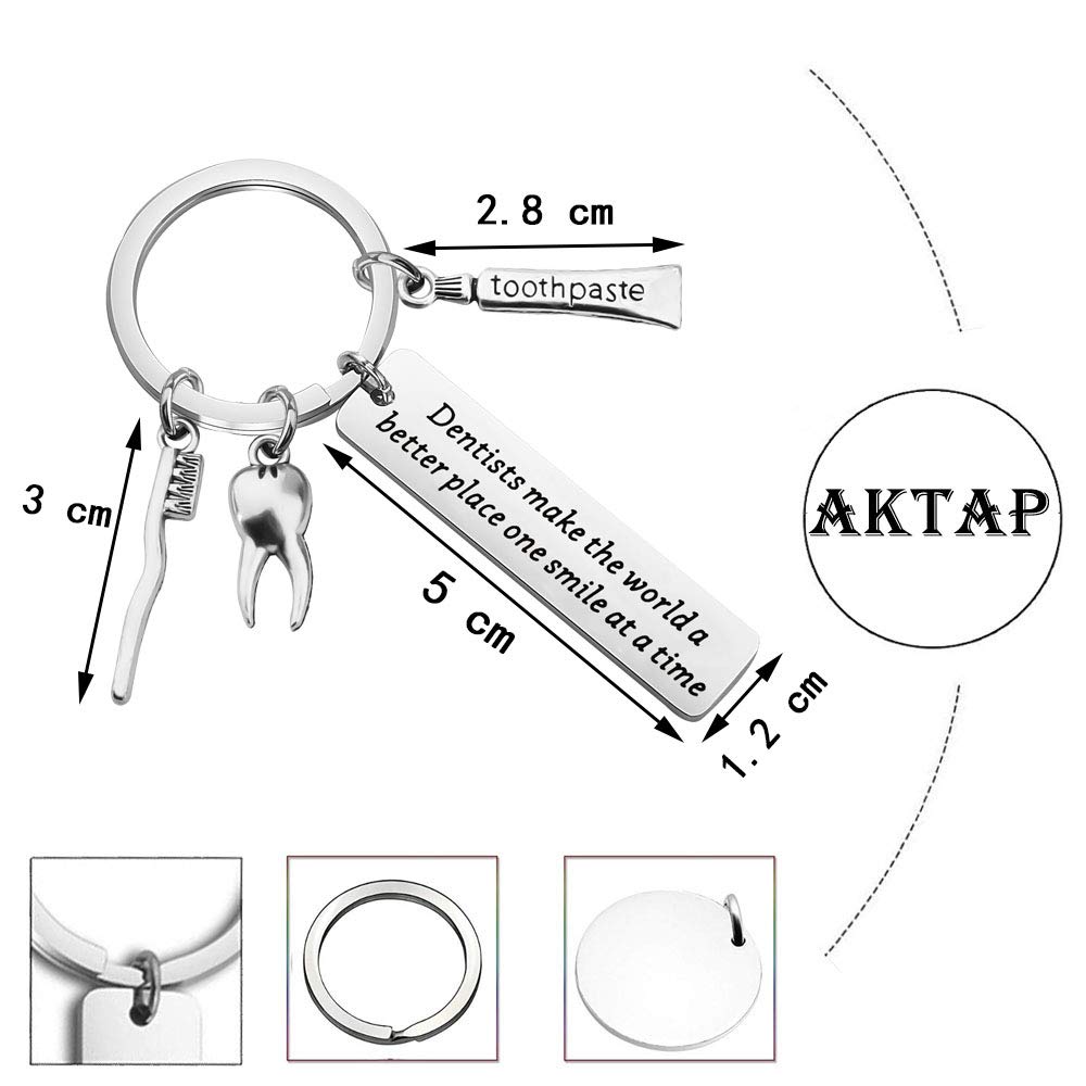 AKTAP Dental Hygienist Gift Funny Dentists Keychain Dental Assistant Jewelry