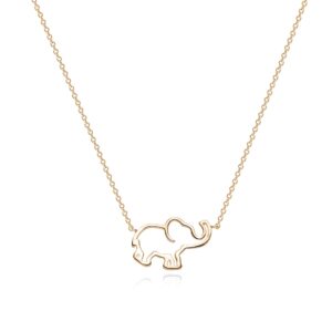 fettero elephant necklace for women gold open pendant dainty chain 14k gold plated minimalist simple cute animal jewelry gift