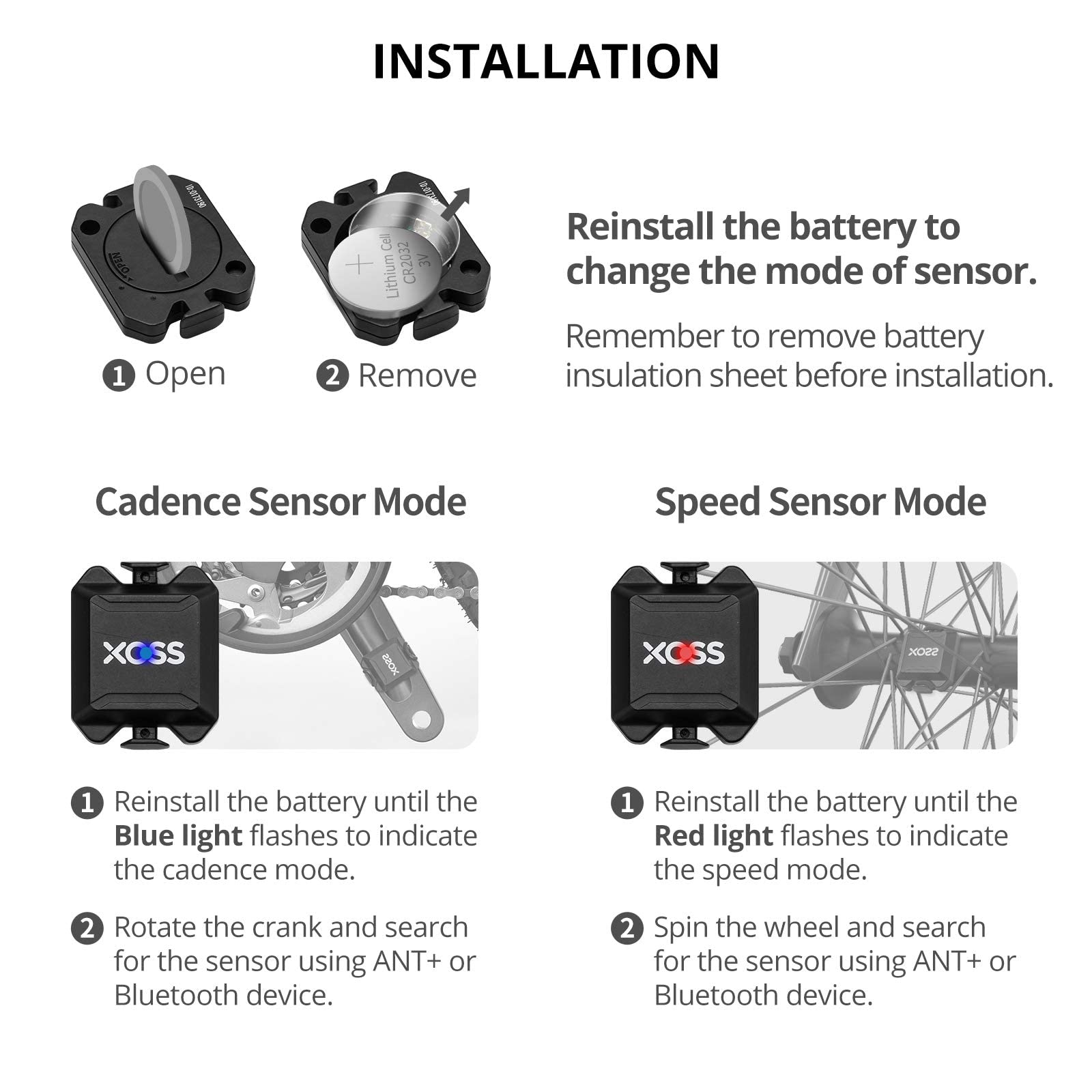 XOSS G+ GPS Bike Computer ANT+ with 2 Smart Cadence Sensor, Bluetooth Cycling Computer, Wireless Bicycle Speedometer Odometer, Waterproof MTB Tracker Fits All Bikes (Support Heart Rate Monitor)