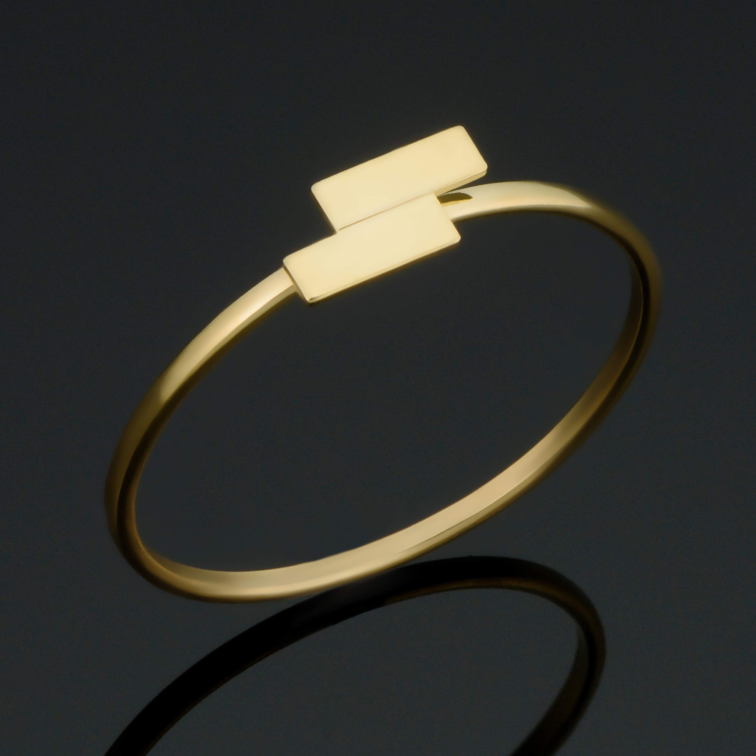 Kooljewelry 14k Yellow Gold Minimalist Double Bar Ring (size 8)