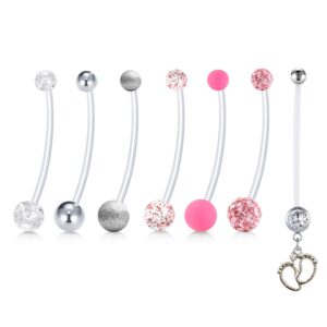 mayhoop 14g pregnancy belly button rings flexible bioplast sport maternity belly navel retainer body piercing 38mm 1 1/2"