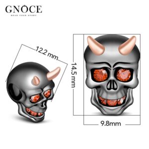 GNOCE [2 Pack] "Classic Skull Set" Charm Set Sterling Silver with Rhodium Plated Black Devil Skull Spider Web Skull Combination Charm Bead Fit Bracelet/Necklace Halloween Jewelry Gift for Women Mens