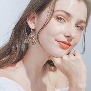 7 Pairs Vintage Bohemian Earrings Set National Retro Rhinestone Ear Stud Eardrop Drop Dangle Earrings Statement Earrings Long Boho Earrings for Women